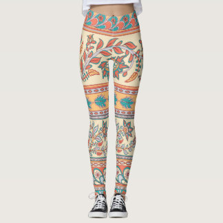 Indiska Blommigten Gräns Sömlösa Mönster Leggings