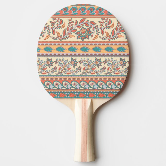 Indiska Blommigten Gräns Sömlösa Mönster Pingisracket (Framsidan)