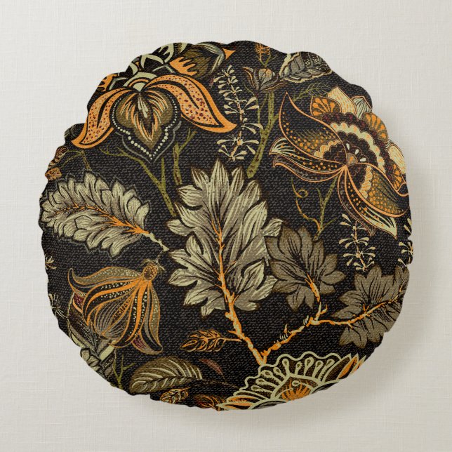 Indiska blommigten paisley, sömlös etnisk mönster. rund kudde (Framsidan)