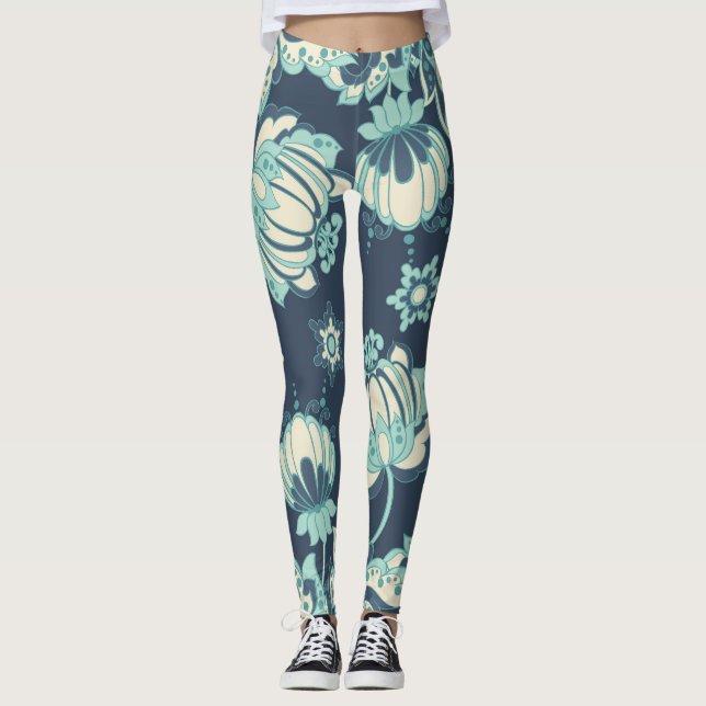 Indiska Blommigtens Vintage Sömlös Mönster Leggings (Framsida)