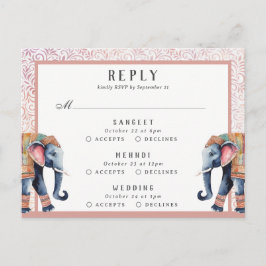 Indiska Bröllop Elephant Multi Event OSA Response Vykort