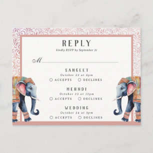 Indiska Bröllop Elephant Multi Event OSA Response Vykort