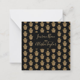 Indiska Bröllop Guld hamsa Henna Announcement Anteckningskort