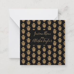 Indiska Bröllop Guld hamsa Henna Announcement Anteckningskort