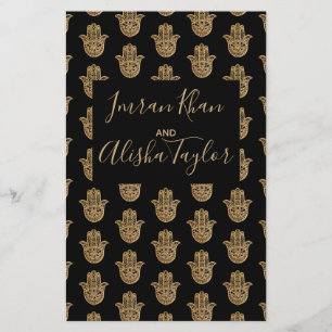 Indiska Bröllop Guld hamsa Henna Announcement Brevpapper