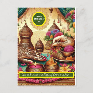 indiska bröllop Henna Ceremony Inbjudan