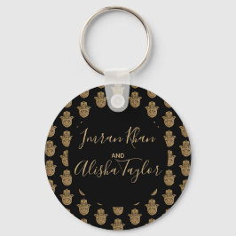 Indiska Bröllop spara datum Guld hamsa Henna Nyckelring