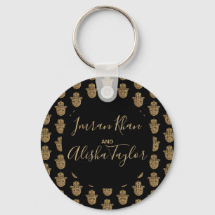 Indiska Bröllop spara datum Guld hamsa Henna Nyckelring