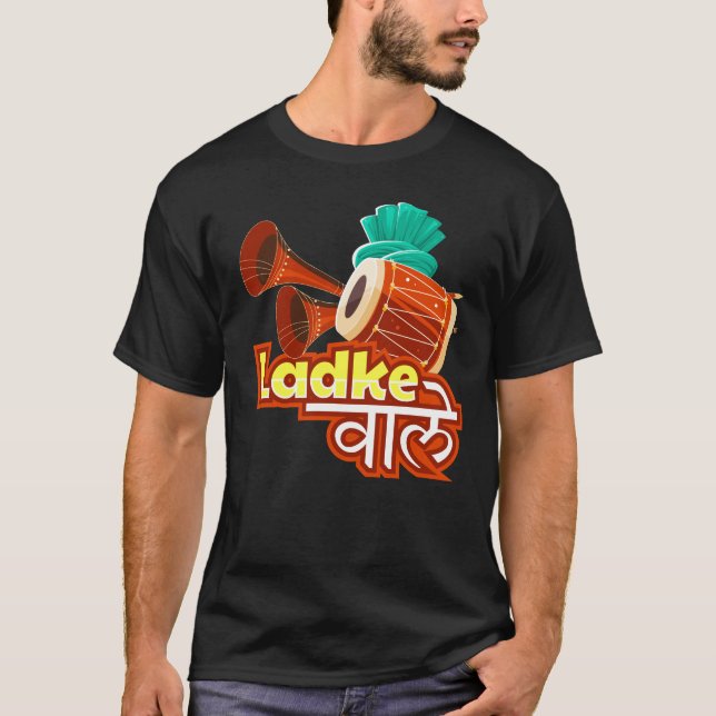 Indiska Bröllop Tshirt för Grooms sida T Shirt (Framsida)