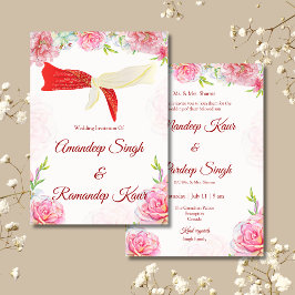 Indiska bröllopsinbjudan Sikh-bröllopsinbjudningar Inbjudningar