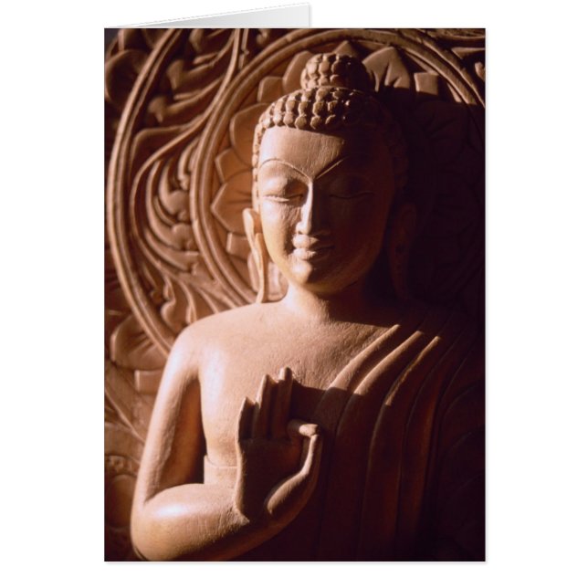 indiska Buddha i Wood Hälsningskort (Framsidan)