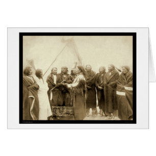 Indiska chefer med general Miles SD 1891 Hälsningskort
