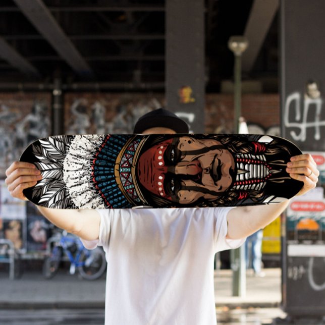 Indiska Chief Skateboard | Skateboard Deck, stamsk (Tribal Chief Skateboard Deck)