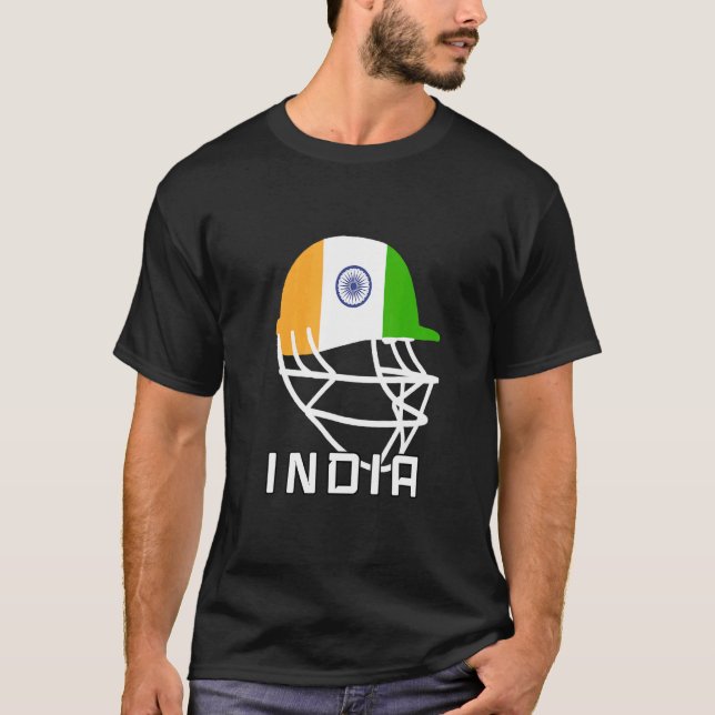 Indiska Cricket Fläkt Helmet India Cricket Players T Shirt (Framsida)