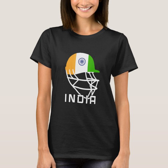 Indiska Cricket Fläkt Helmet India Cricket Players T Shirt (Framsida)