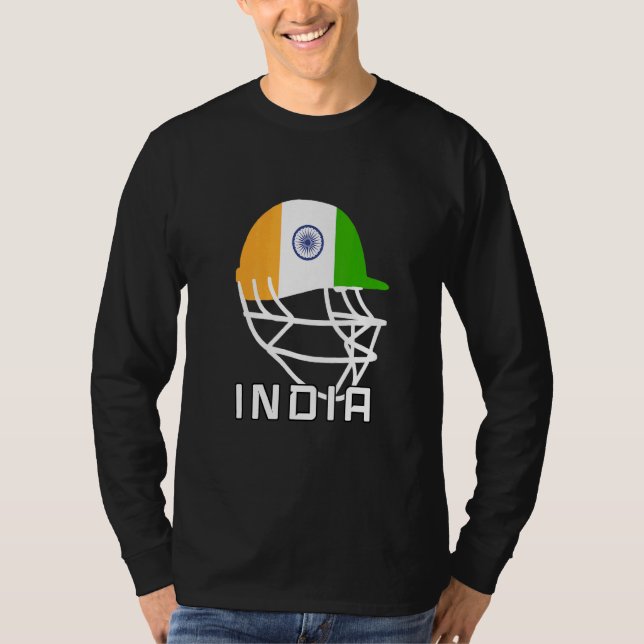 Indiska Cricket Fläkt Helmet India Cricket Players T Shirt (Framsida)