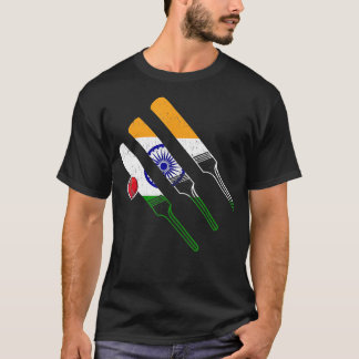 Indiska Cricket Indian Flagga för en Cricket Playe T Shirt