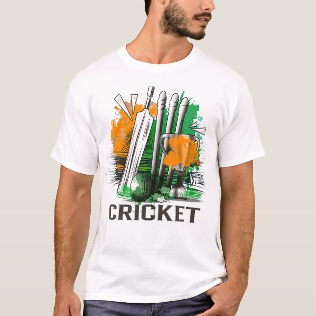 Indiska Cricket National Fläkt Team Jersey T Shirt (Framsida)