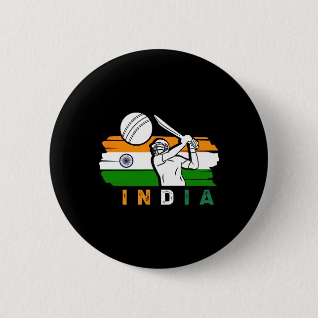 Indiska Cricketspelare Team Cricket Fans Indien Cr Knapp (Framsida)