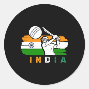 Indiska Cricketspelare Team Cricketfans Indien Cri Runt Klistermärke