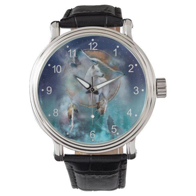 Indiska drömmare och stamstamhuvudens varg armbandsur (Framsida)