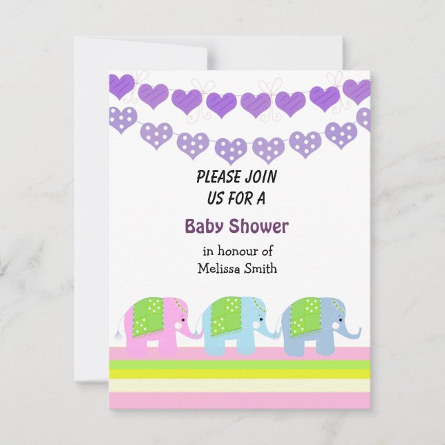 Indiska elefanter Baby Shower-inbjudan Inbjudningar (Framsida)