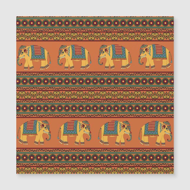 Indiska elefanter, Orange Traditional Seamless. (Framsida)