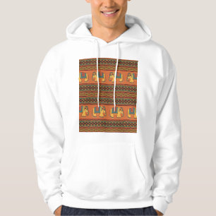 Indiska elefanter, Orange Traditional Seamless. Hoodie