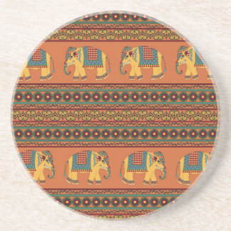 Indiska elefanter, Orange Traditional Seamless. Underlägg