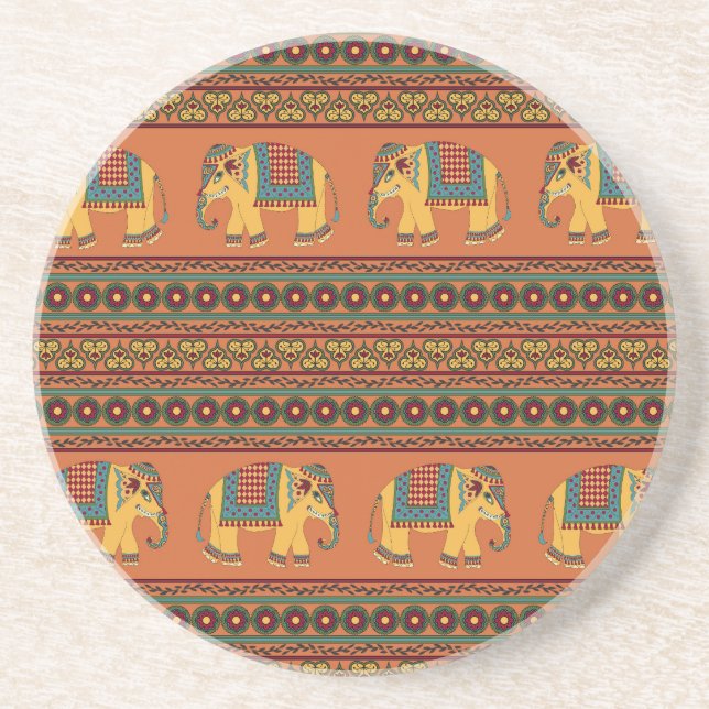 Indiska elefanter, Orange Traditional Seamless. Underlägg (Framsidan)