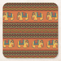 Indiska elefanter, Orange Traditional Seamless.