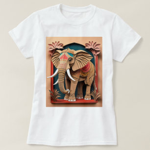 Indiska Elephant 3D Papper Art Design T-shirt