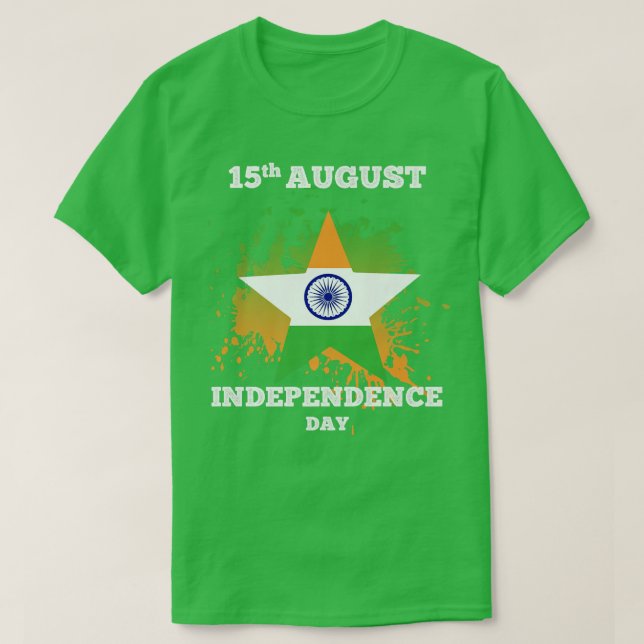 Indiska Flagga den 15 augusti Pride till Lycklig I T Shirt (Design framsida)