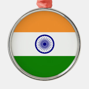 Indiska Flagga (Indien) (Sydasiatiska Land) (Bhara Julgransprydnad Metall