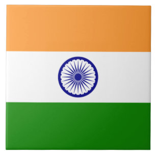 Indiska Flagga (Indien) (Sydasiatiska Land) (Bhara Kakelplatta