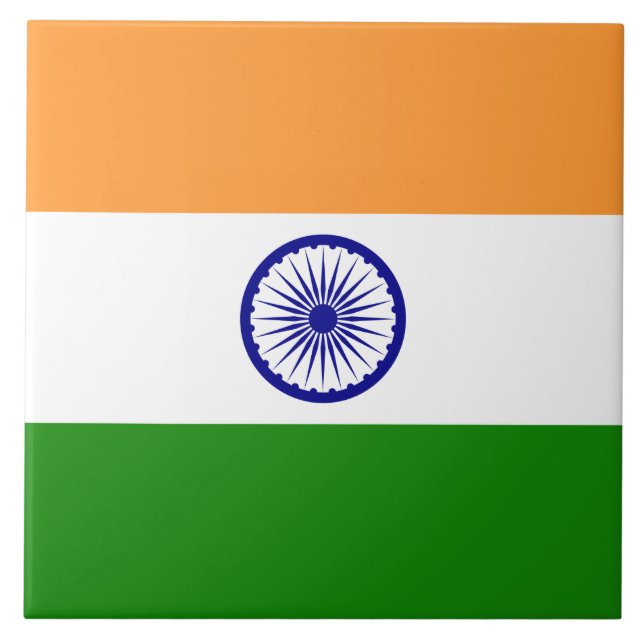 Indiska Flagga (Indien) (Sydasiatiska Land) (Bhara Kakelplatta (Framsidan)