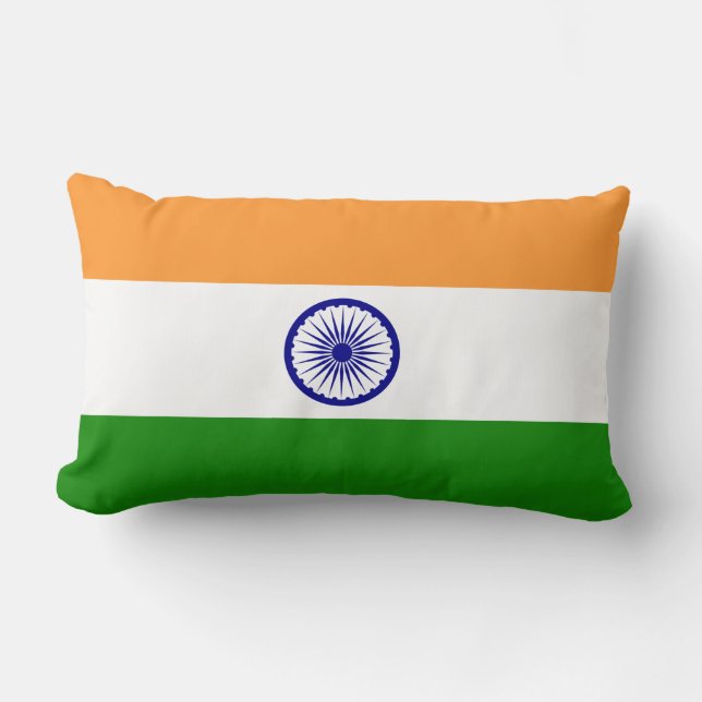 Indiska Flagga (Indien) (Sydasiatiska Land) (Bhara Lumbarkudde (Framsida)