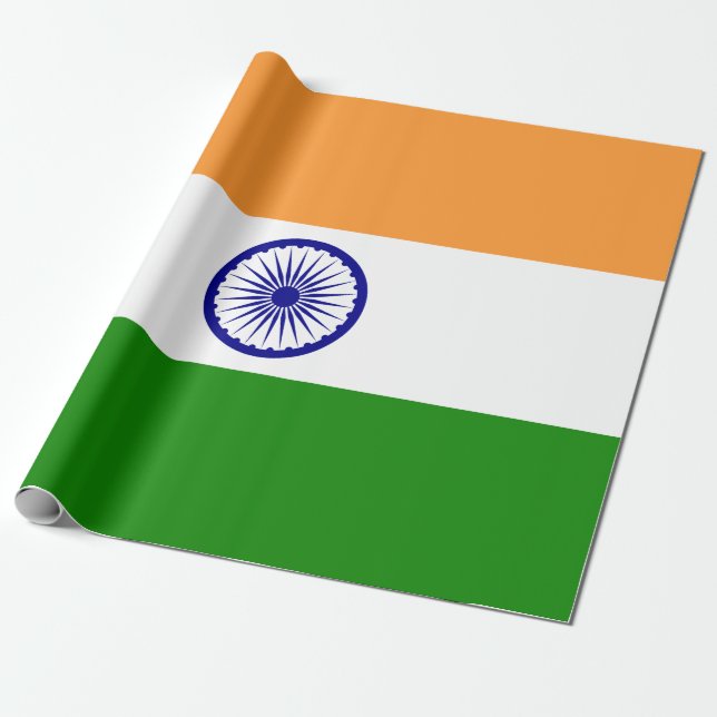 Indiska Flagga (Indien) (Sydasiatiska Land) (Bhara Presentpapper (Utrullad)