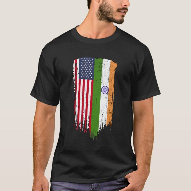 Indiska Flagga indisk amerikan T Shirt (Framsida)