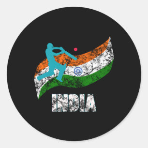Indiska Flagga indisk cricket Runt Klistermärke