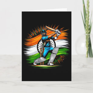 Indiska Flaggan Cricket Älskare Fan Indien Stolthe Kort