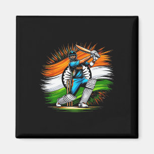 Indiska Flaggan Cricket Älskare Fan Indien Stolthe Magnet