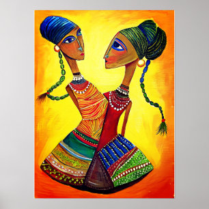 Indiska flickor Dancing: indisk konst Poster