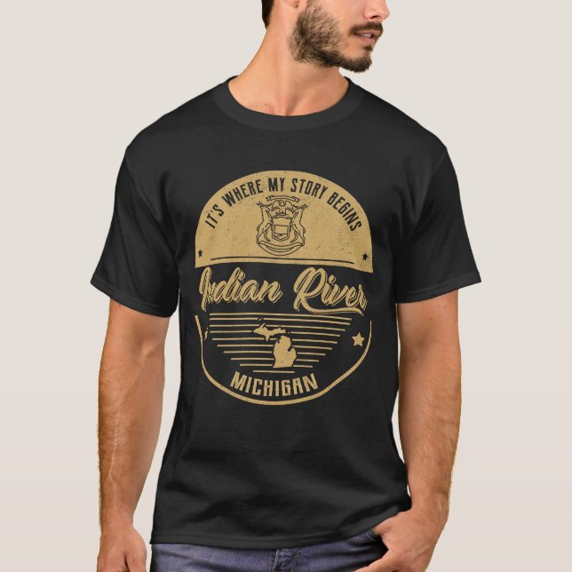 Indiska floden Michigan Det är där min berättelse  T Shirt (Framsida)