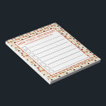 Indiska Food Cuisine India Restaurant Promo Anteckningsblock<br><div class="desc">Illustration har en rad utsökta indiska mat, bland annat: samosas, aloo gobi, vitlöksnaan, kycklingsbiryani, masala dosa, papadums, vegetabiliskt pakora, tandoori-kyckling, chana masala (chole), chapati, mango lassi, masala chai-te, malai kofta (indiska dumplings), vegetabilisk jalfrezi daal , rogan josh, lamb kebab, saag paneer, kycklingtikka masala och kycklingkorma. Perfekt för alla som kärlek...</div>