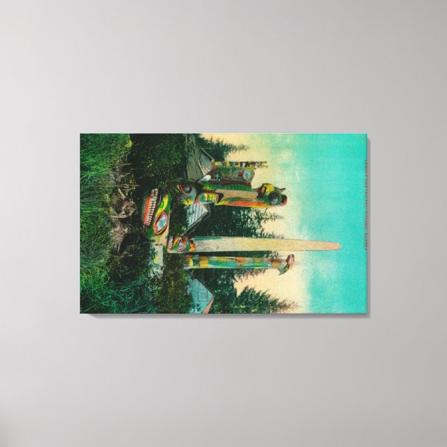 Indiska gravar och Totems i Alaska Canvastryck (Framsida)