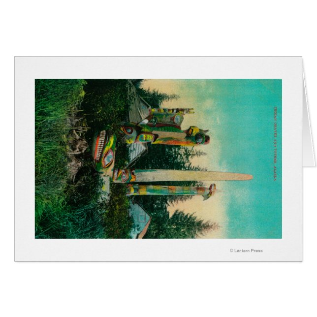 Indiska gravar och Totems i Alaska Hälsningskort (Framsidan Horizontal)