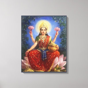 Indiska gudinna Morsa Lakshmi - Wrapped Canvas