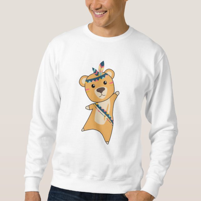 Indiska Gulten Bear FashTeddy Feather Cute Lång Ärmad Tröja (Framsida)