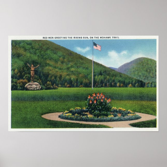 Indiska Hälsning i den Stigning Sol-statyn Poster (Framsidan)
